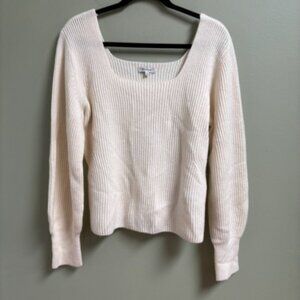 Madewell Womens SoftWool Square Neck Cashmere Blend Sweater Size XL Cottage Boho